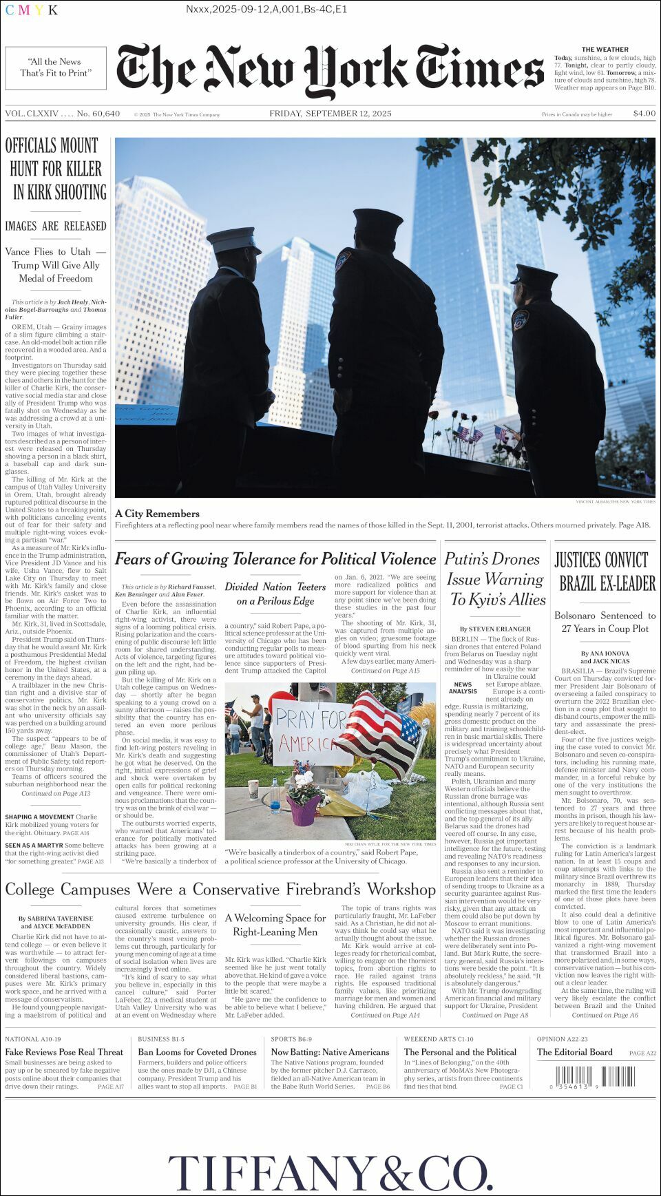 The New York Times, edición del viernes 12 de septiembre de 2025