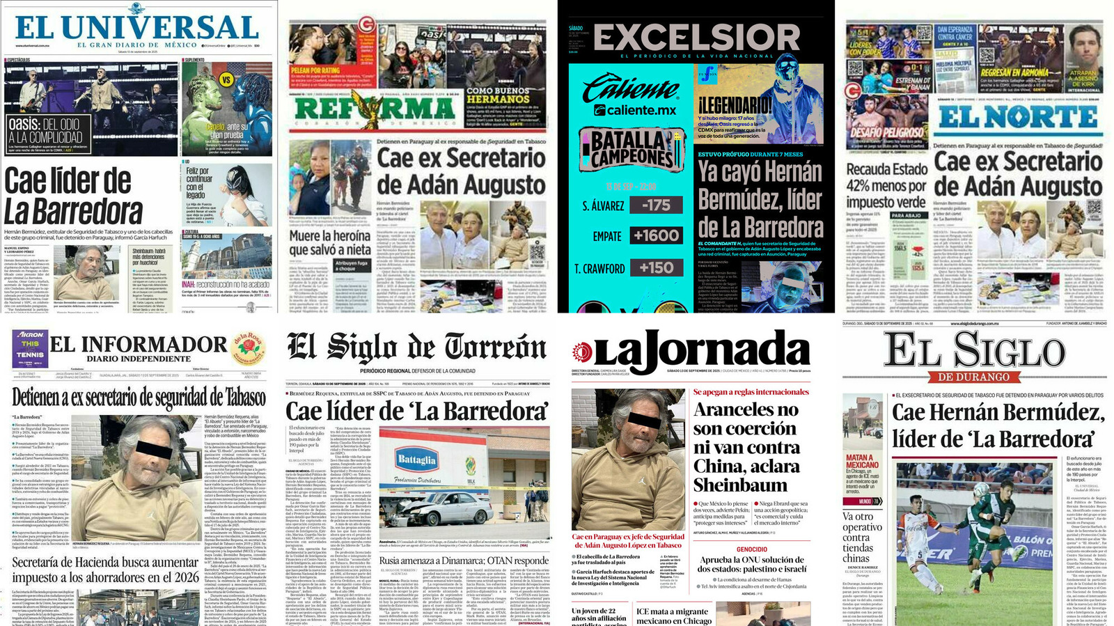Portadas de periódicos impresos más importantes de México hoy