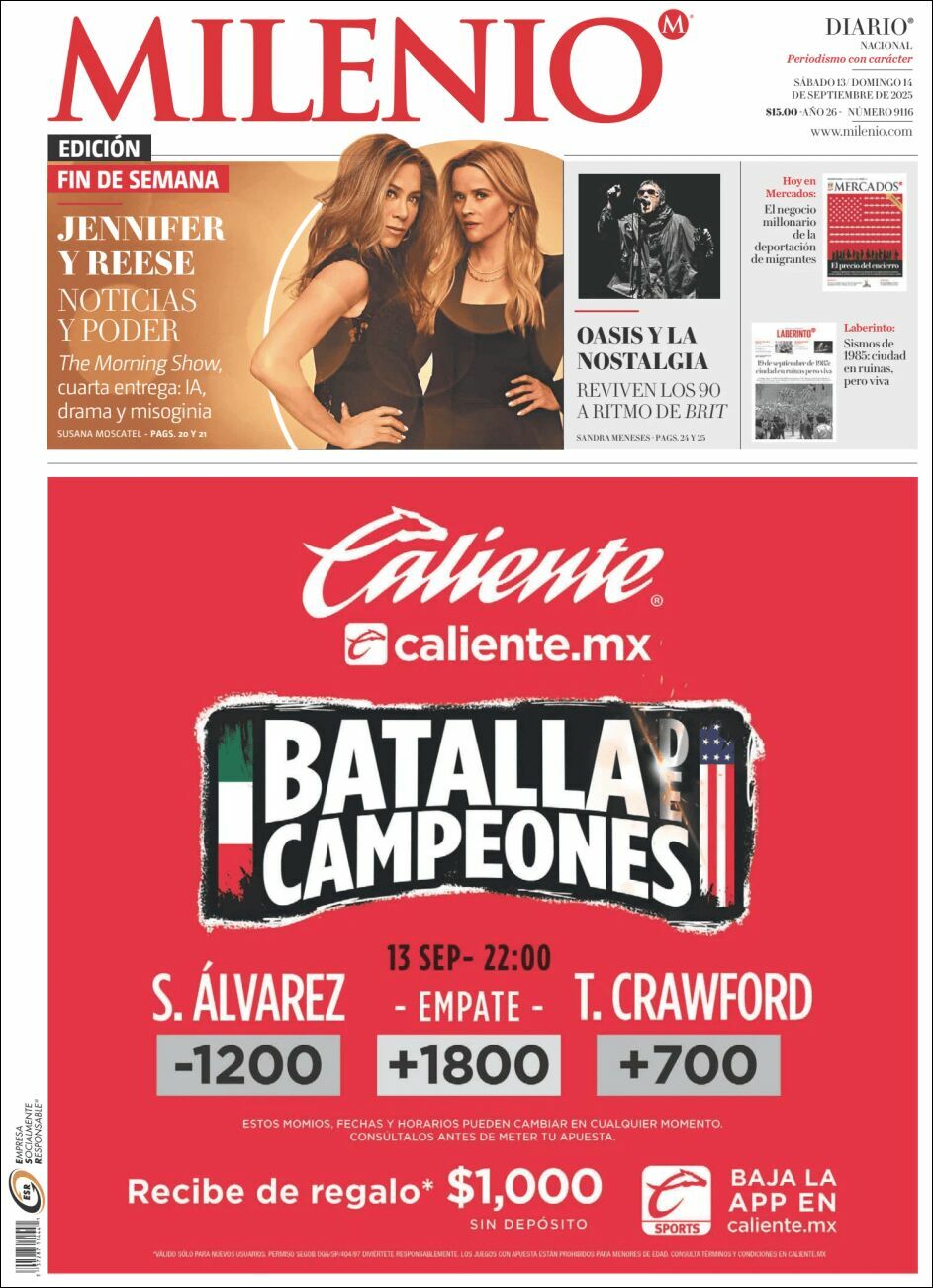 Milenio, edición del sábado 13 de septiembre de 2025