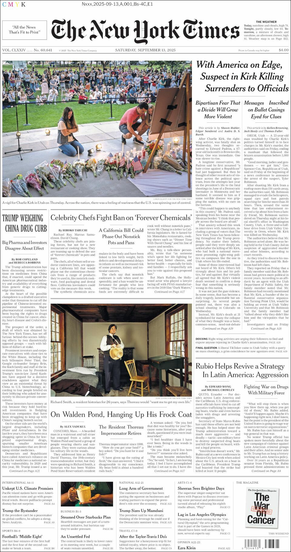 The New York Times, edición del sábado 13 de septiembre de 2025