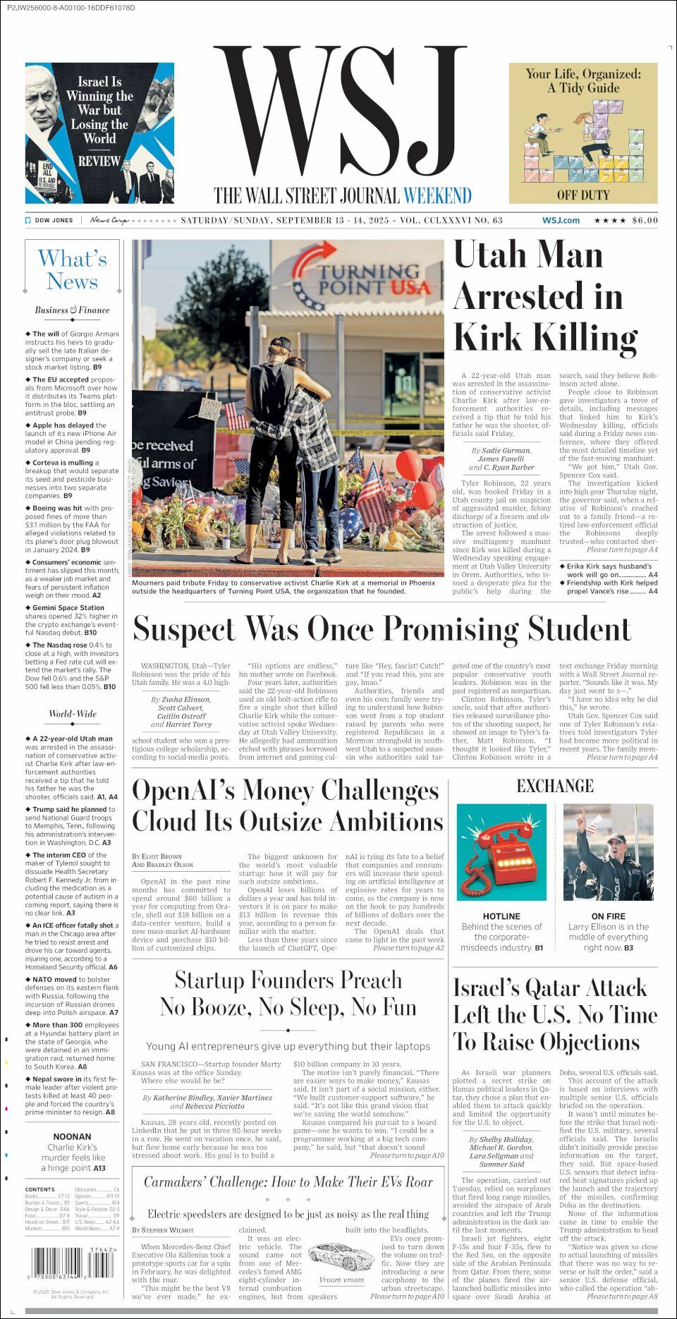 The Wall Street Journal, edición del sábado 13 de septiembre de 2025