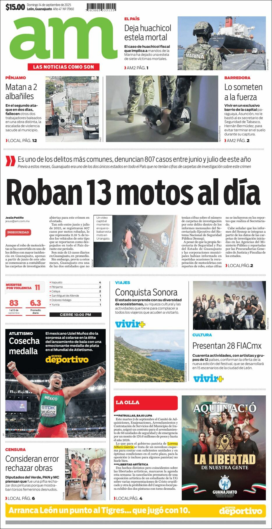 AM de León, edición del domingo 14 de septiembre de 2025