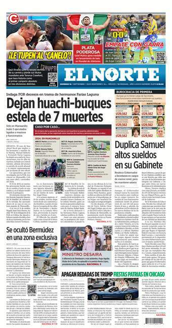 El Norte, edición del domingo 14 de septiembre de 2025