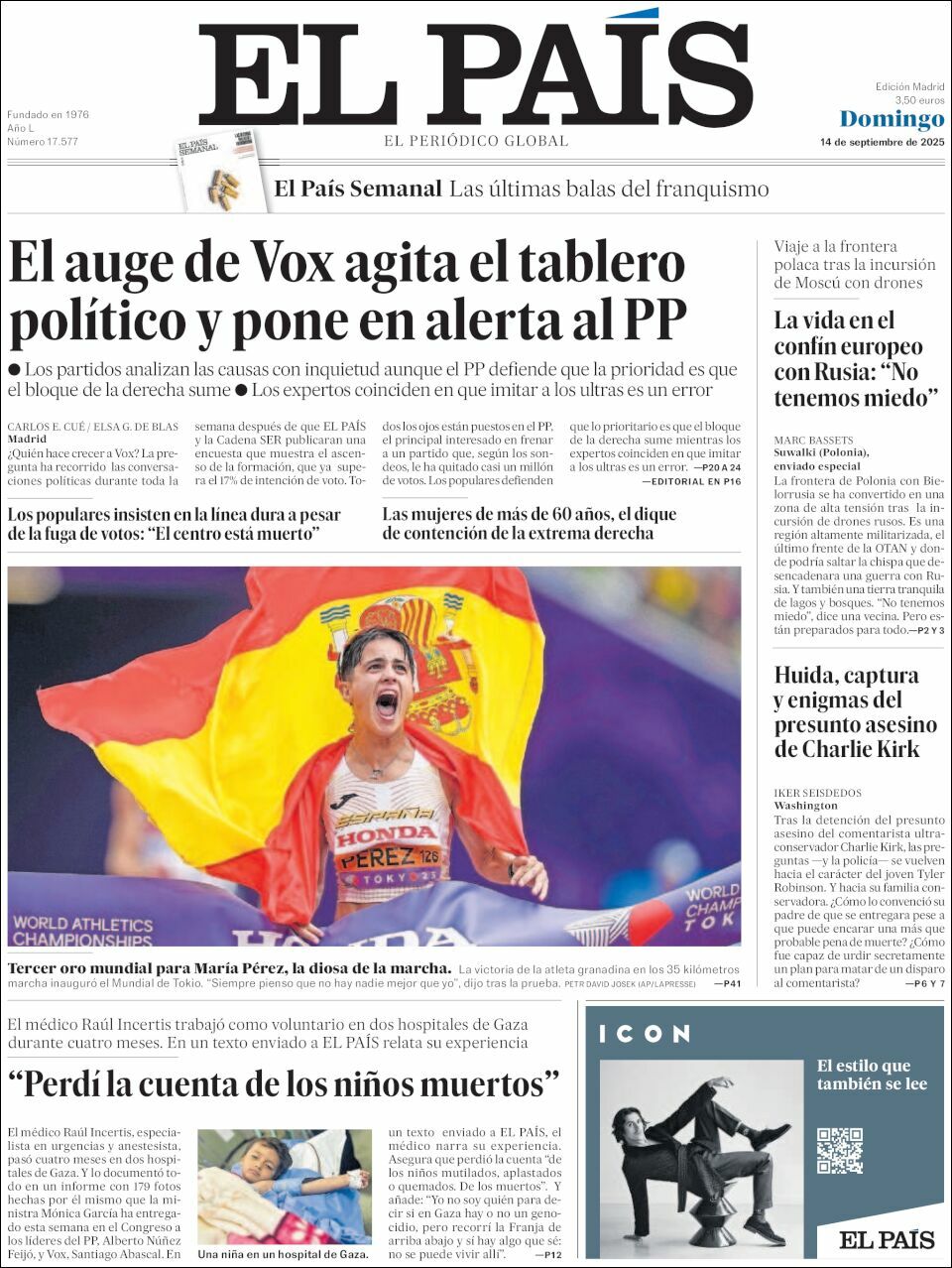 El País, edición del domingo 14 de septiembre de 2025