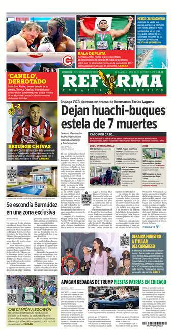 Reforma, edición del domingo 14 de septiembre de 2025