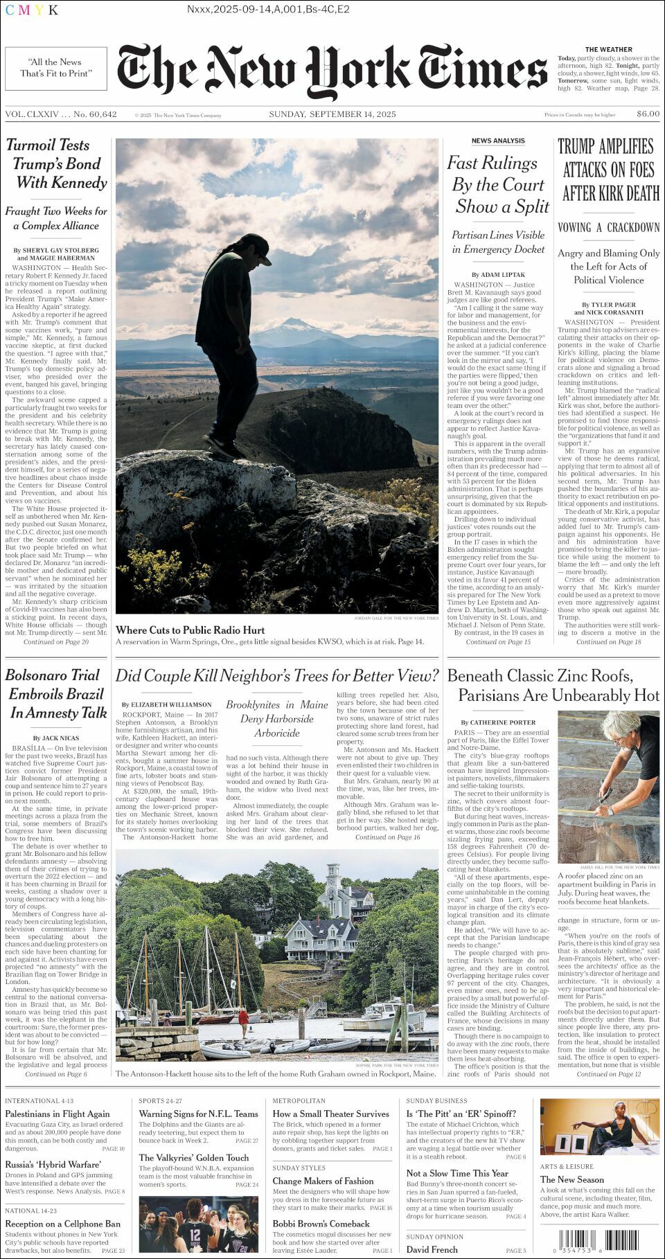The New York Times, edición del domingo 14 de septiembre de 2025