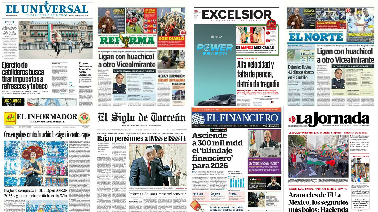 Portadas de periódicos impresos más importantes de México hoy