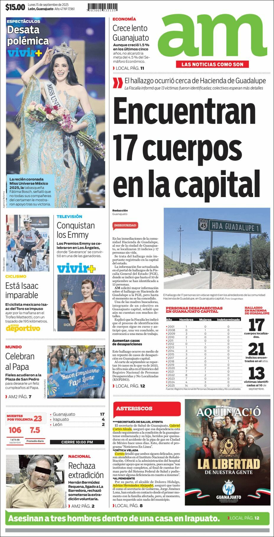 AM de León, edición del lunes 15 de septiembre de 2025