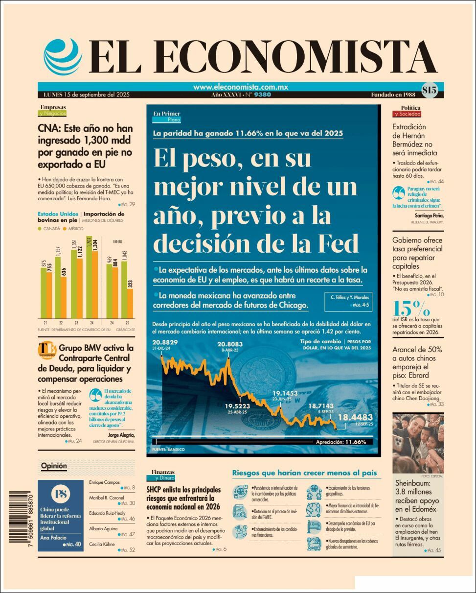 El Economista, edición del lunes 15 de septiembre de 2025