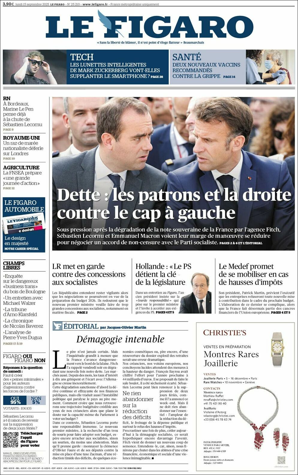Le Figaro, edición del lunes 15 de septiembre de 2025