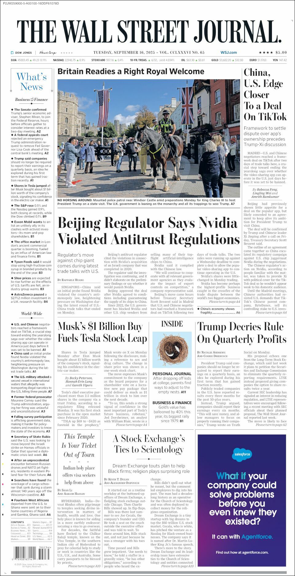 The Wall Street Journal, edición del martes 16 de septiembre de 2025 The Wall Street Journal, edición del martes 16 de septiembre de 2025