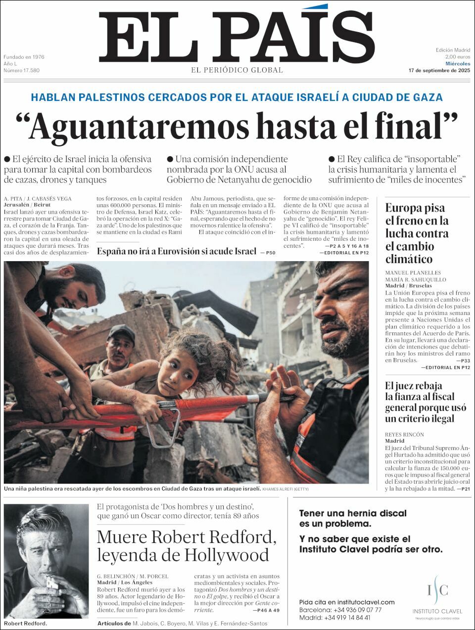 El País, edición del miércoles 17 de septiembre de 2025