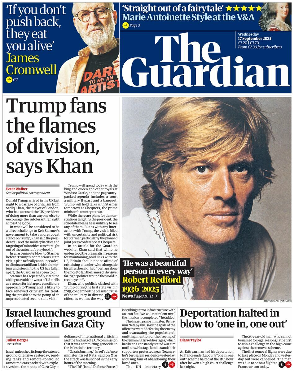 The Guardian, edición del miércoles 17 de septiembre de 2025