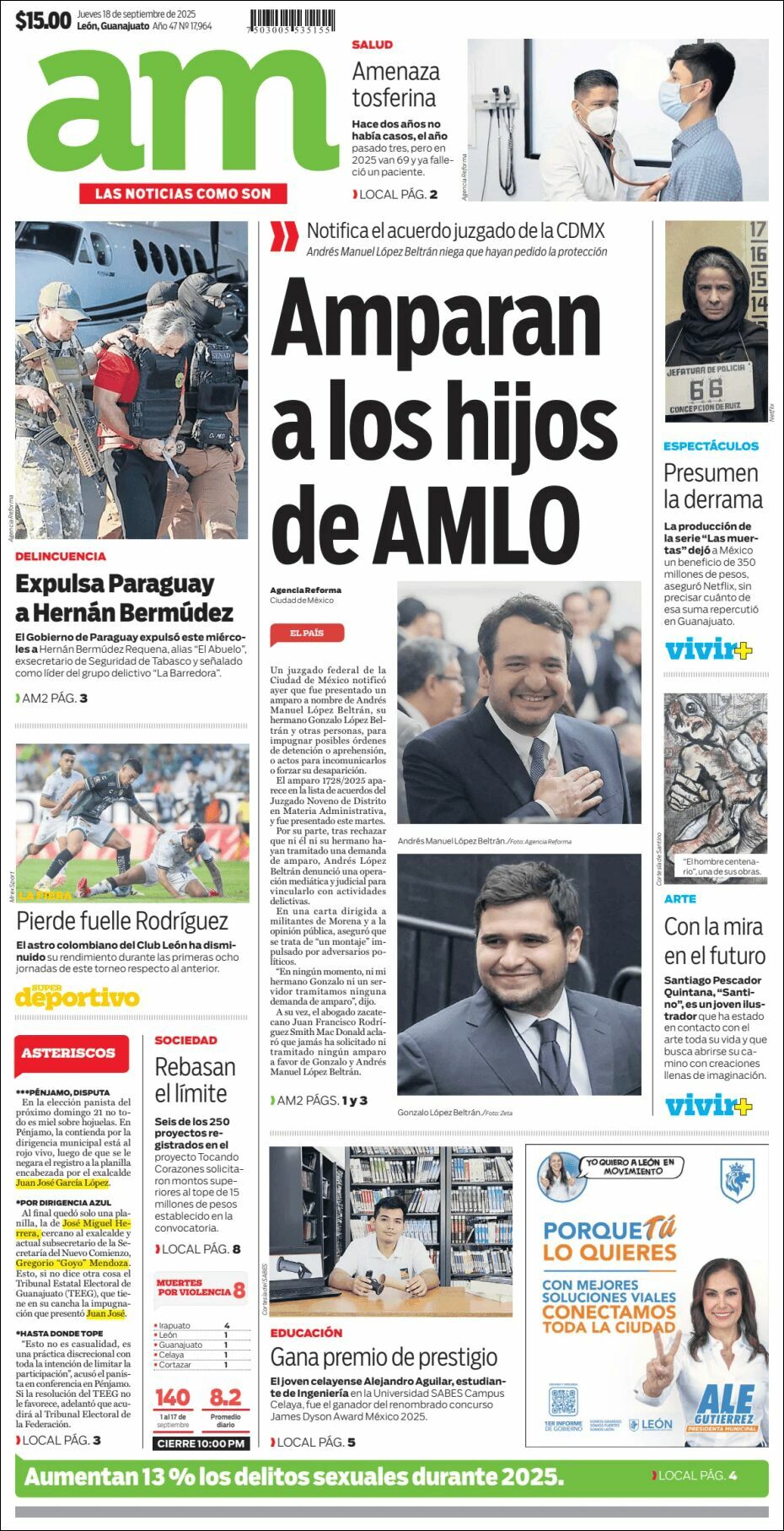 AM de León, edición del jueves 18 de septiembre de 2025