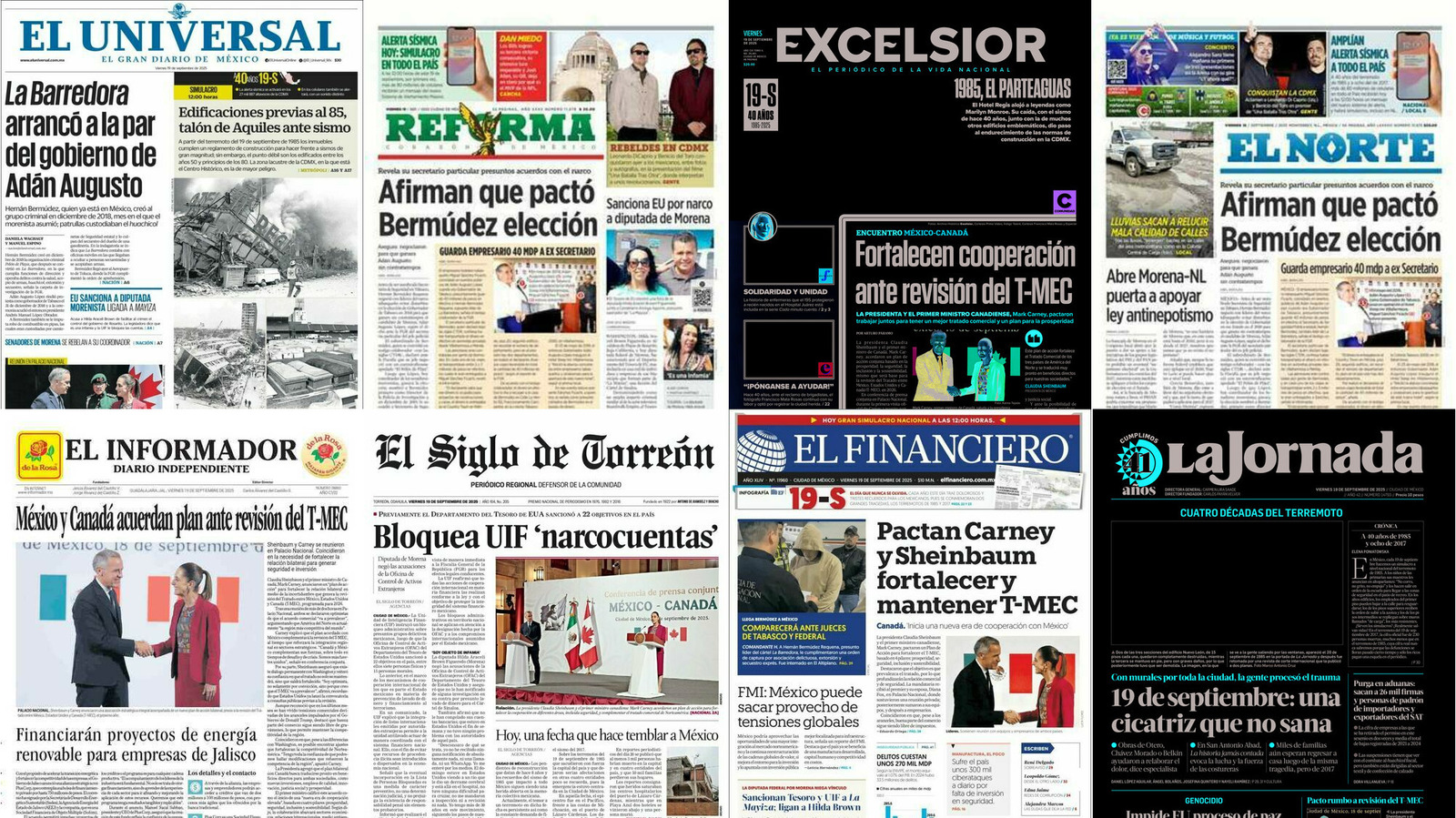 Portadas de periódicos impresos más importantes de México hoy