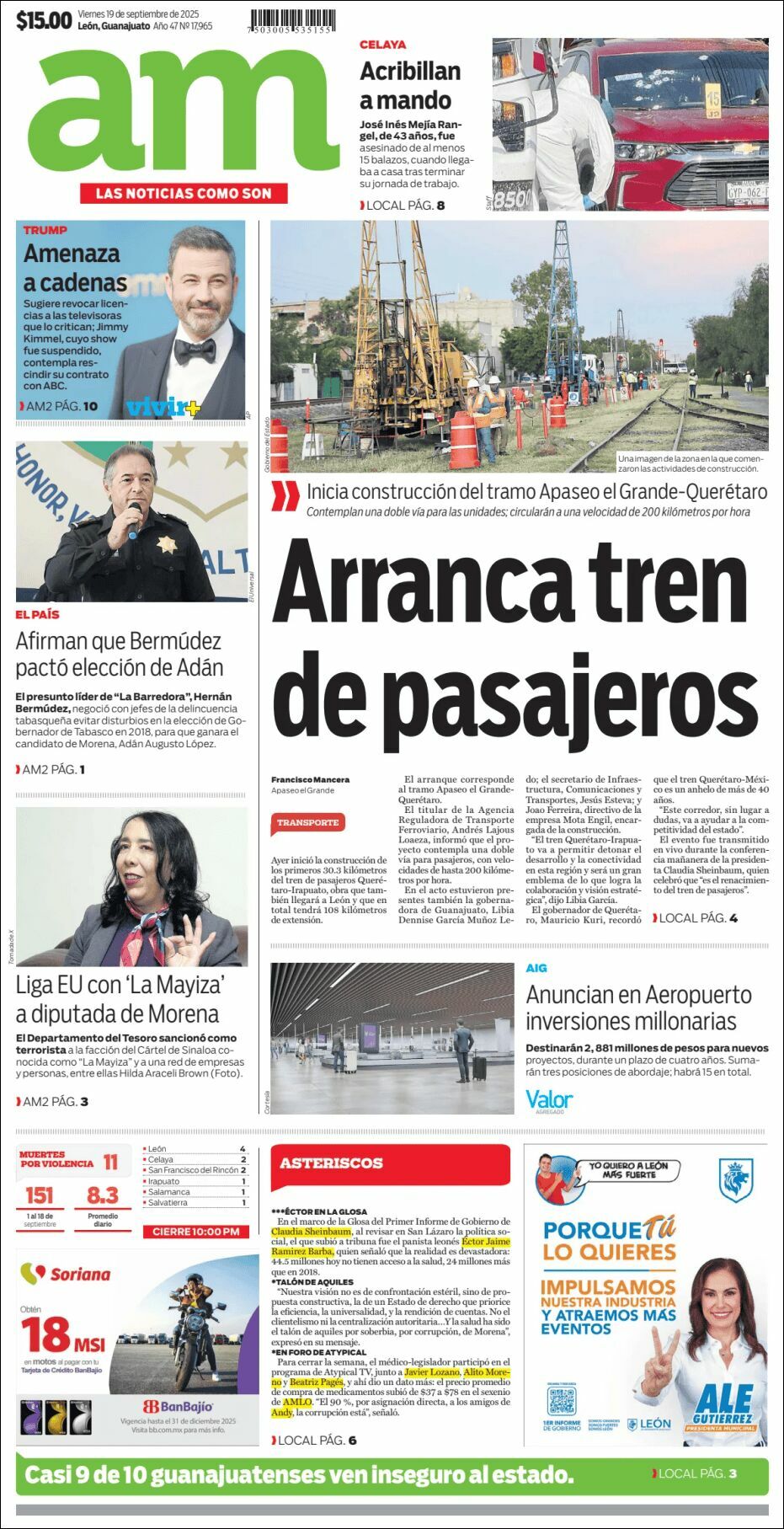 AM de León, edición del viernes 19 de septiembre de 2025