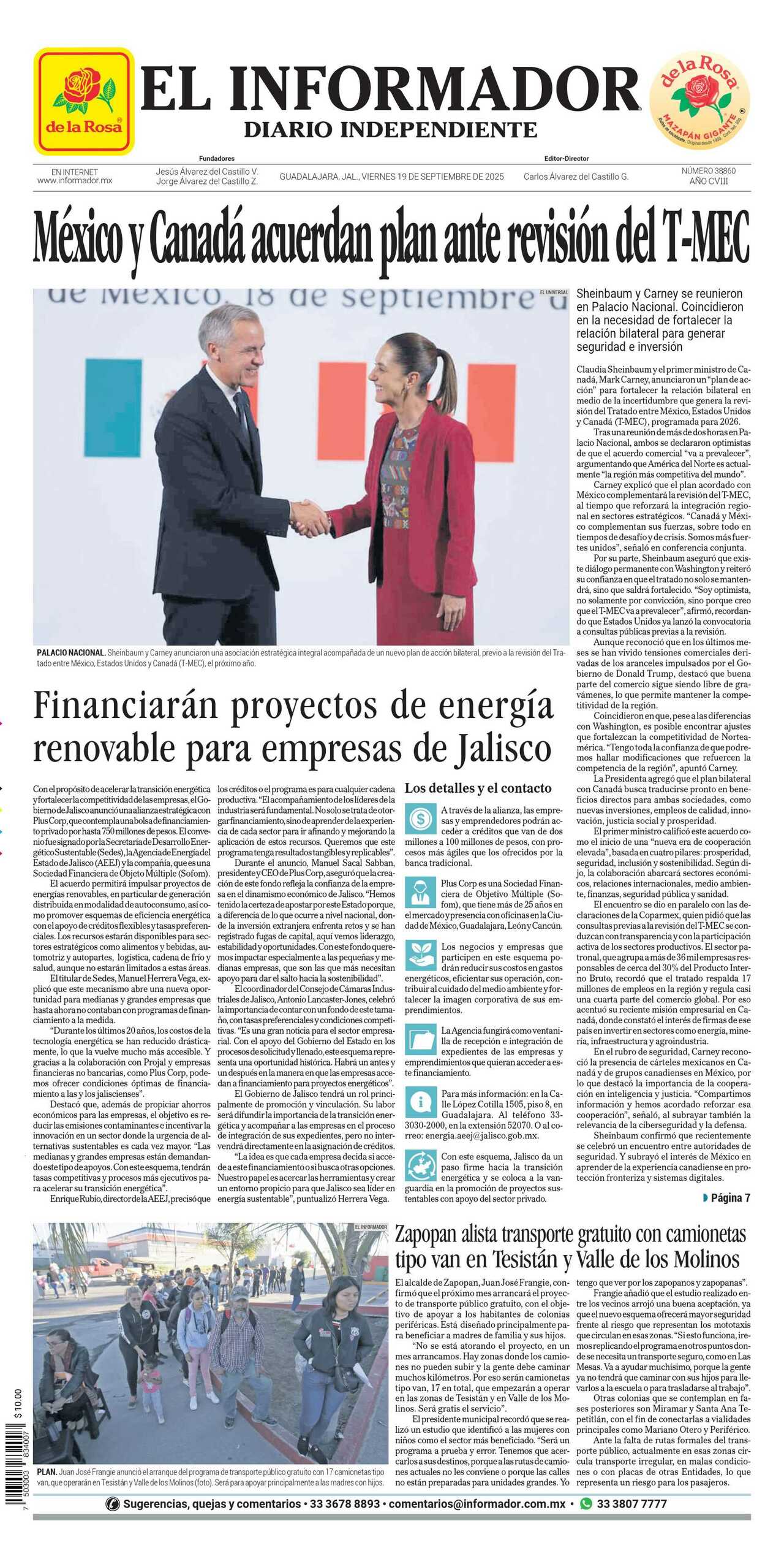 El Informador, edición del viernes 19 de septiembre de 2025
