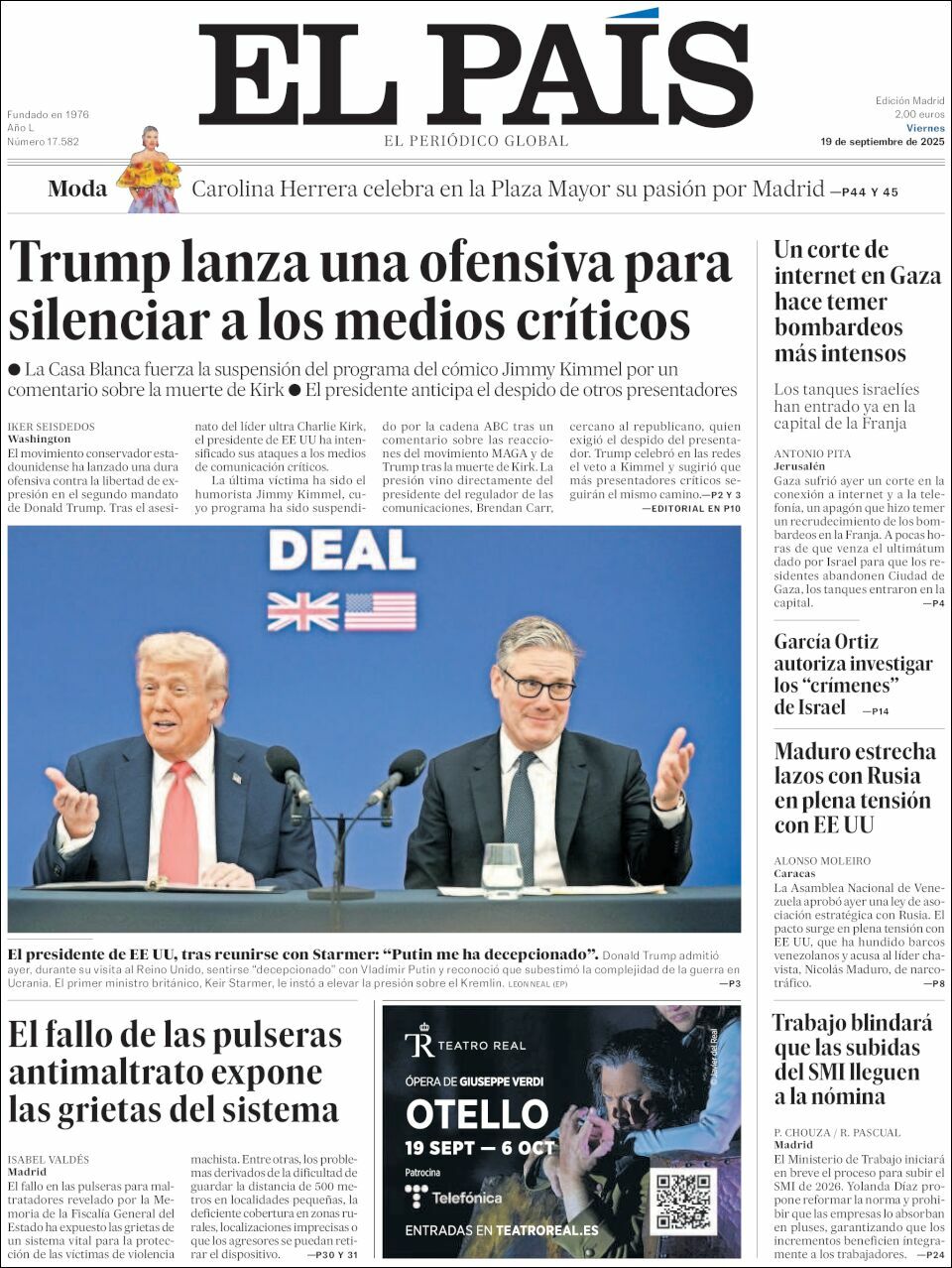 El País, edición del viernes 19 de septiembre de 2025