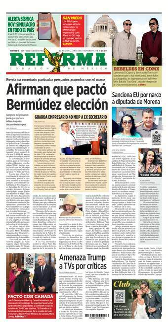 Reforma, edición del viernes 19 de septiembre de 2025