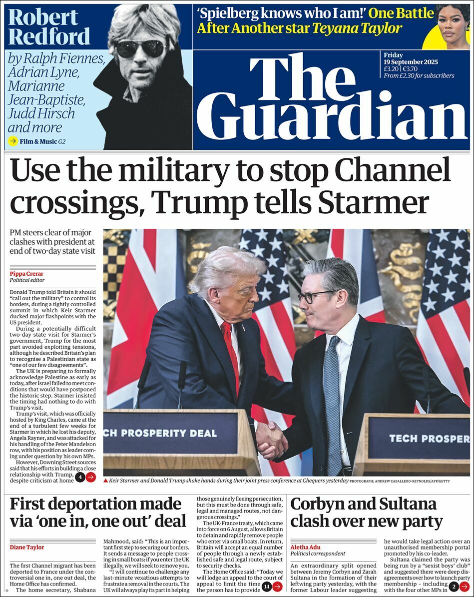 The Guardian, edición del viernes 19 de septiembre de 2025