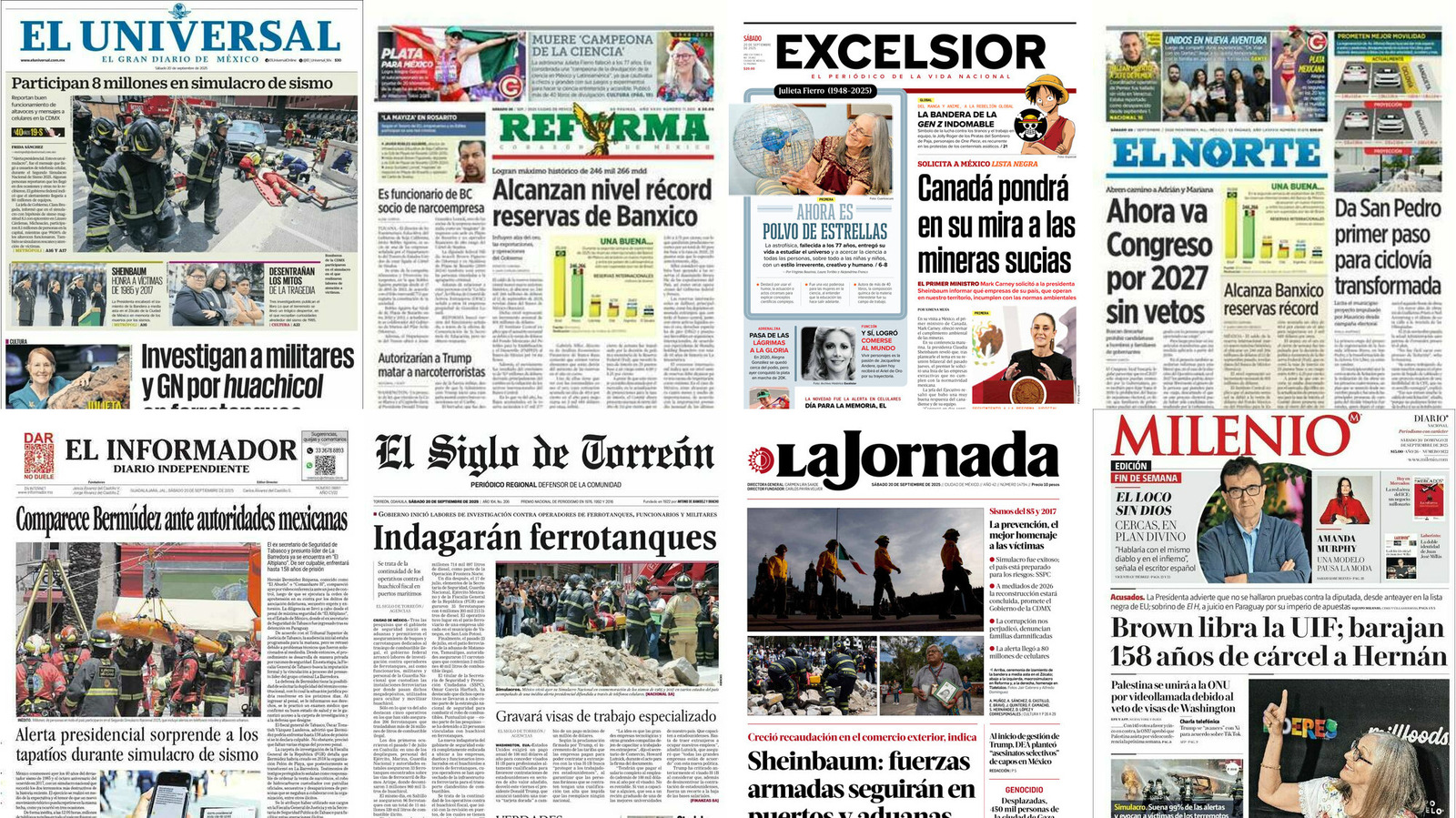 Portadas de periódicos impresos más importantes de México hoy
