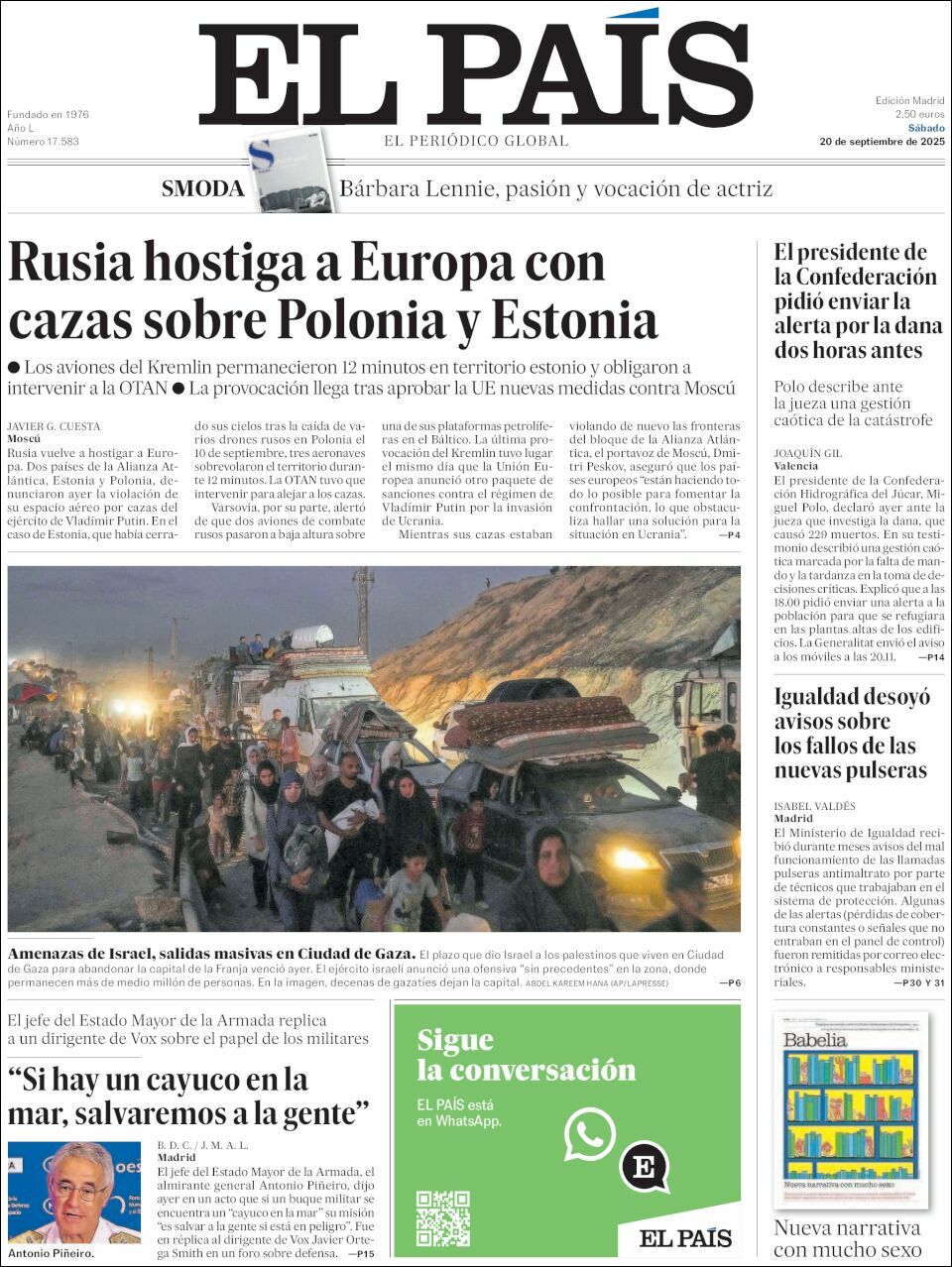 El País, edición del sábado 20 de septiembre de 2025
