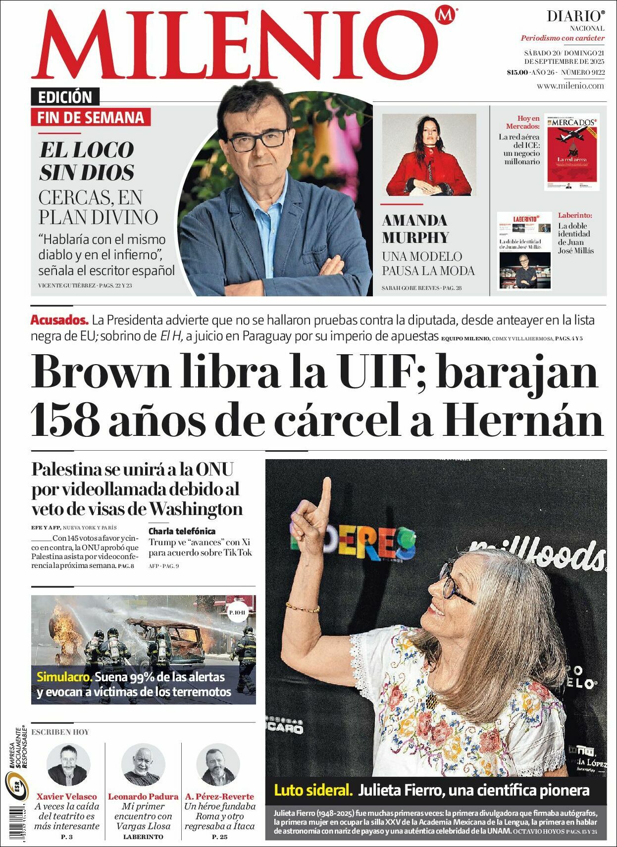 Milenio, edición del sábado 20 de septiembre de 2025