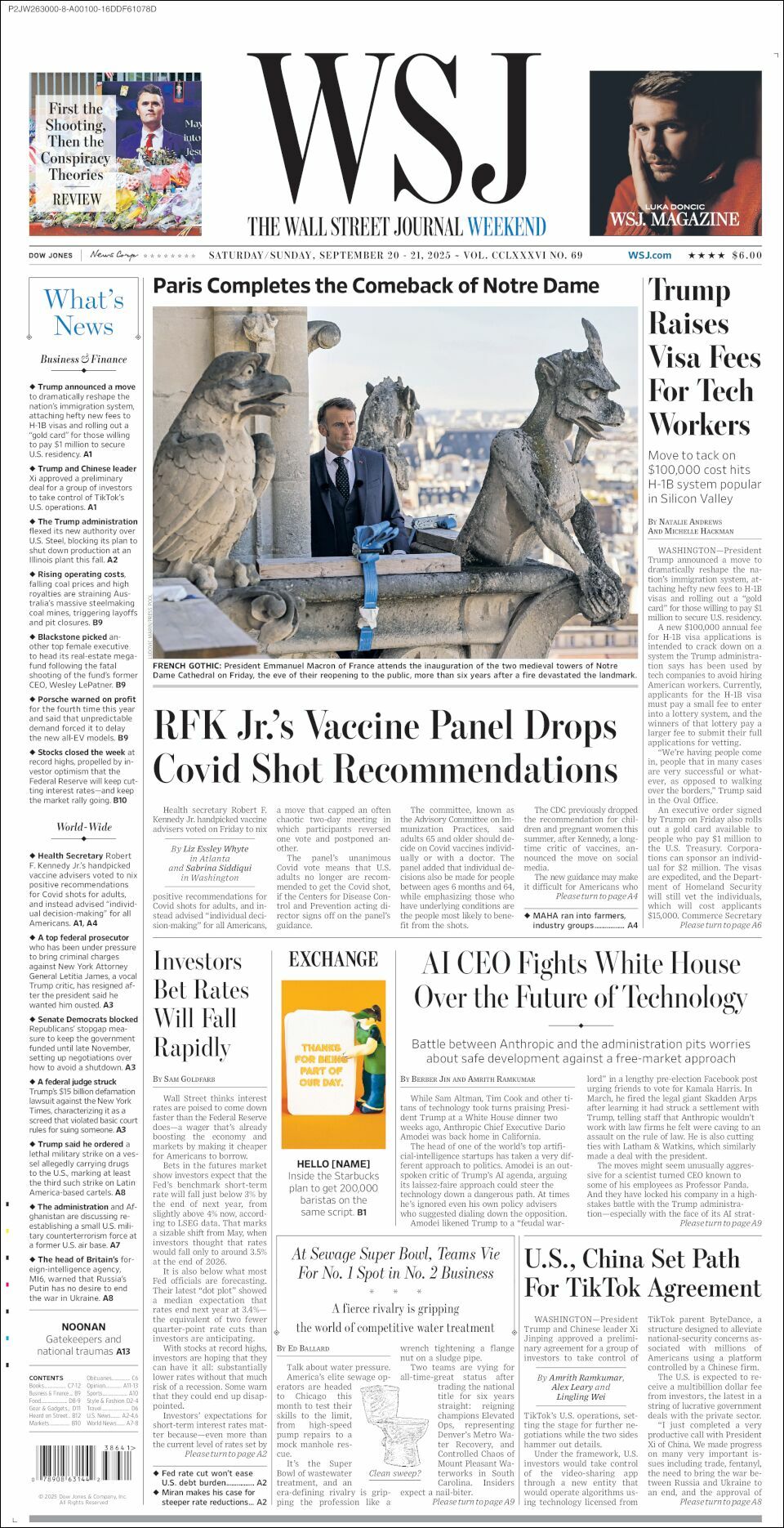 The Wall Street Journal, edición del sábado 20 de septiembre de 2025