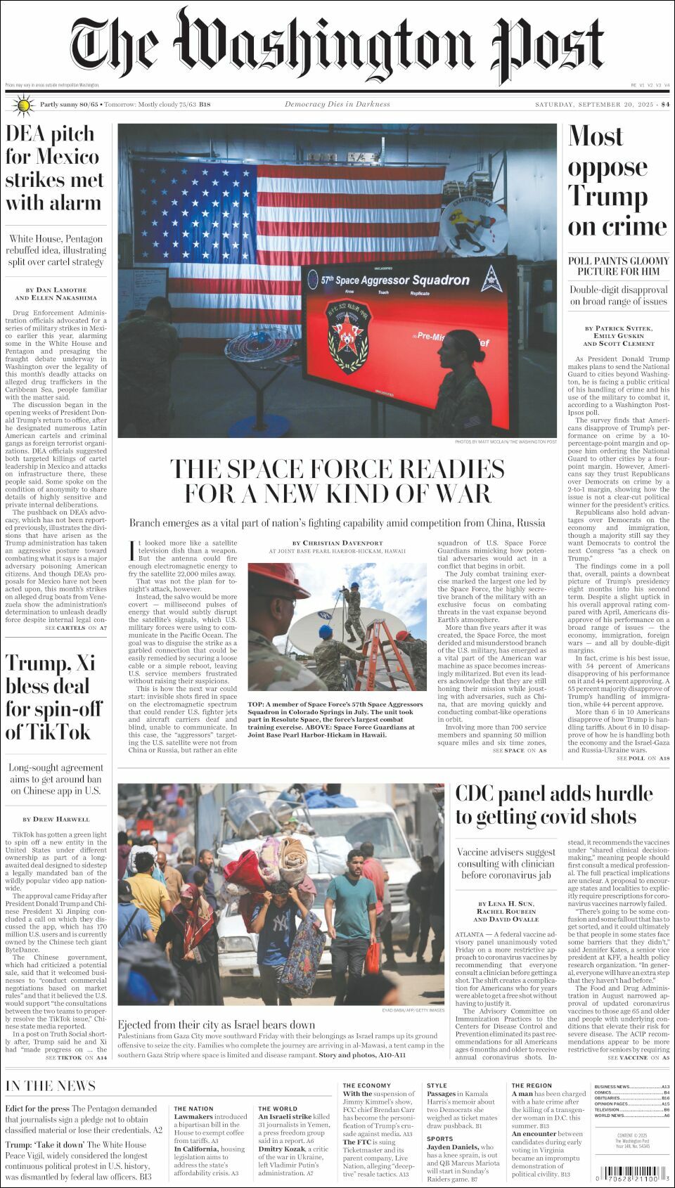 The Washington Post, edición del sábado 20 de septiembre de 2025