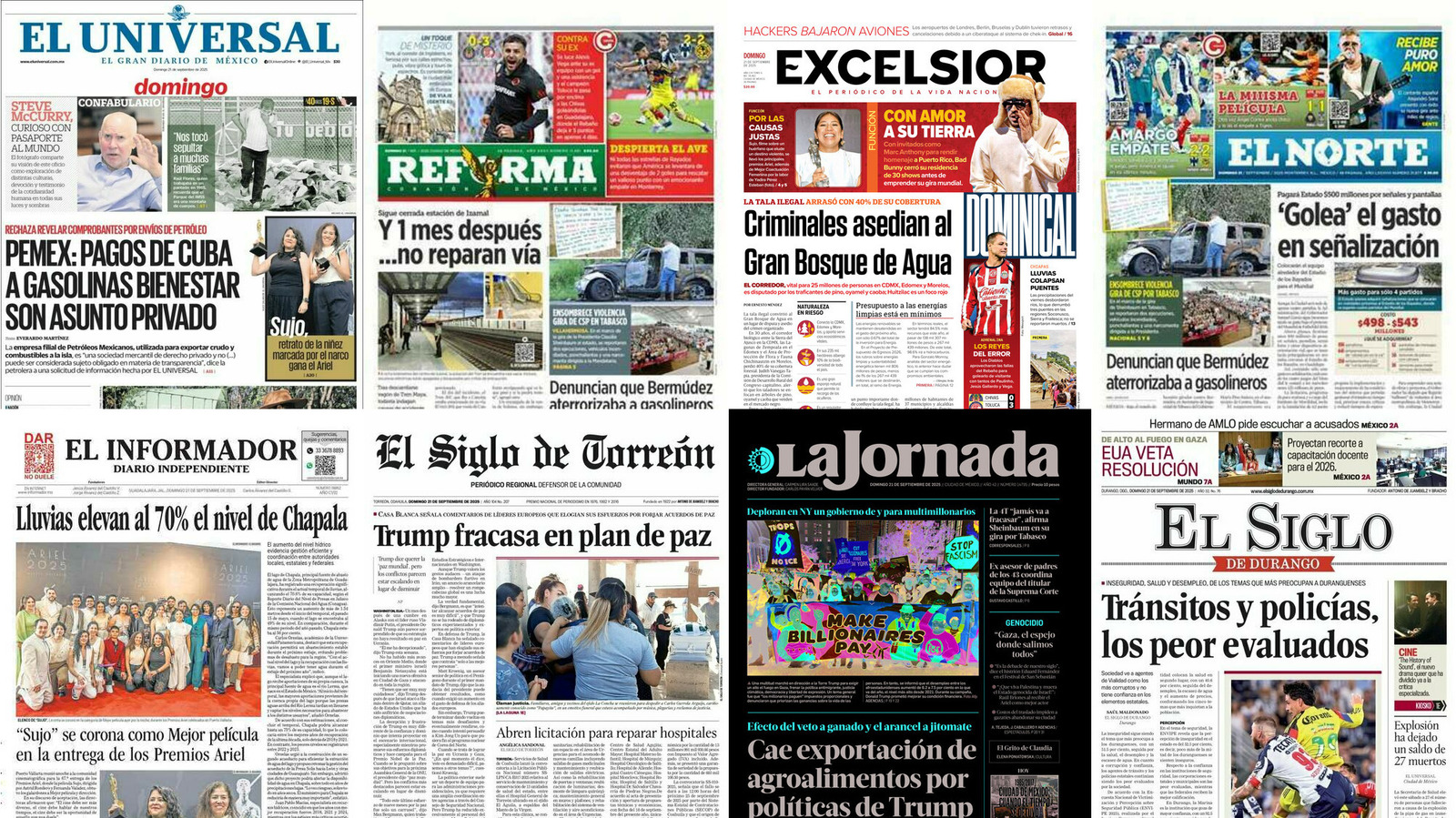 Portadas de periódicos impresos más importantes de México hoy