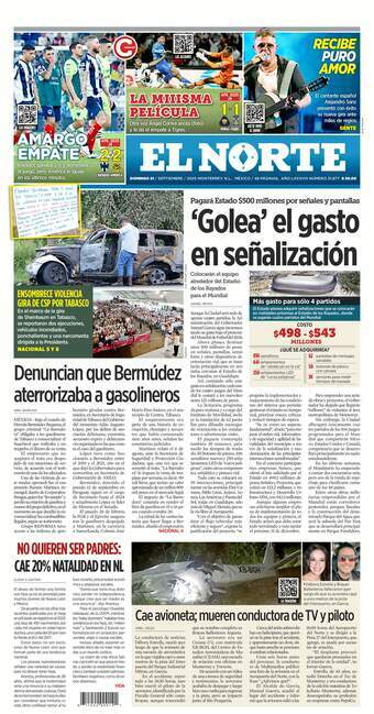 El Norte, edición del domingo 21 de septiembre de 2025