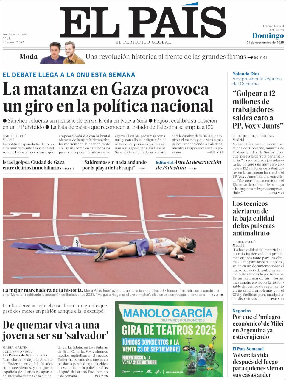 El País, edición del domingo 21 de septiembre de 2025