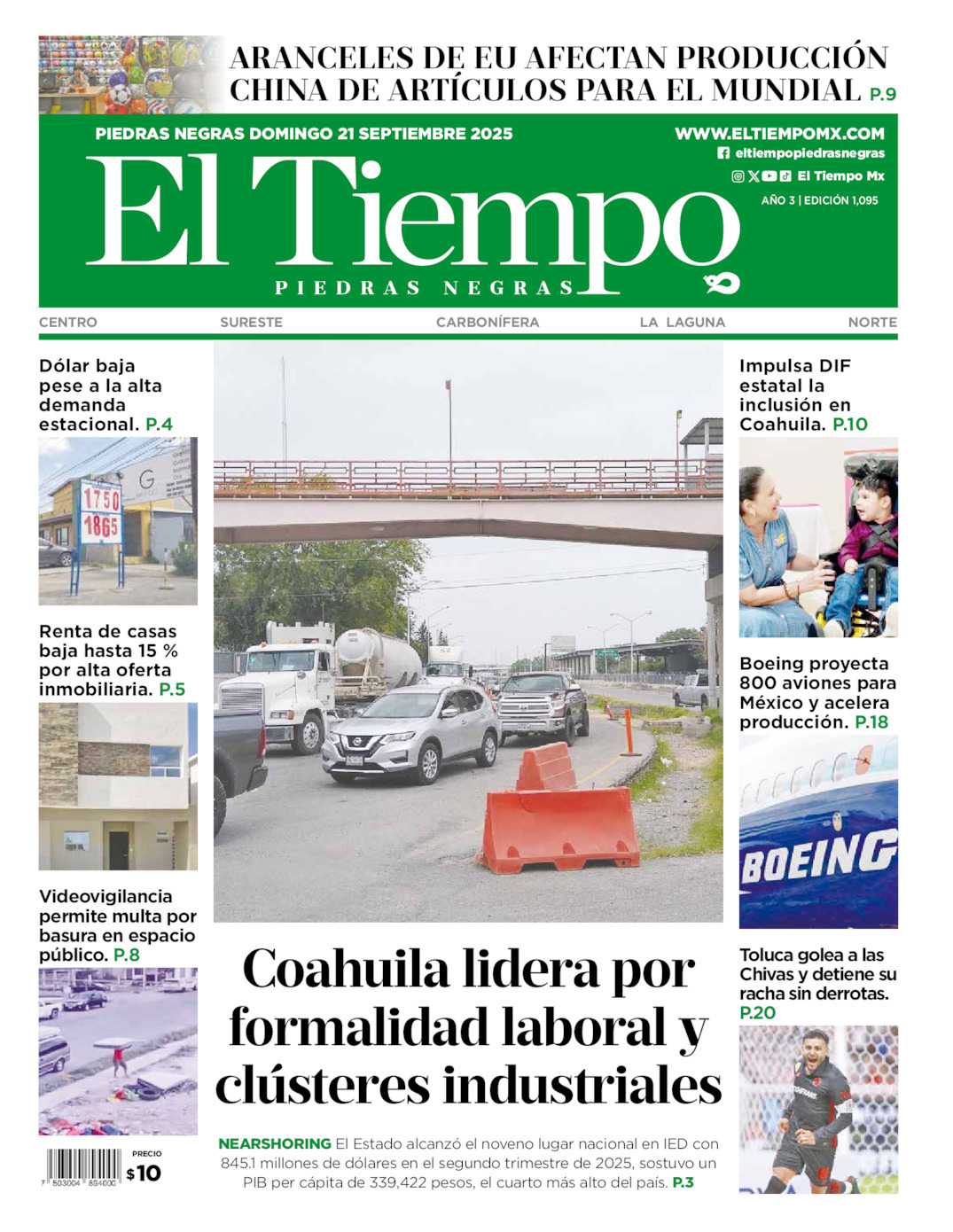 El Tiempo Piedras Negras, edición del domingo 21 de septiembre de 2025