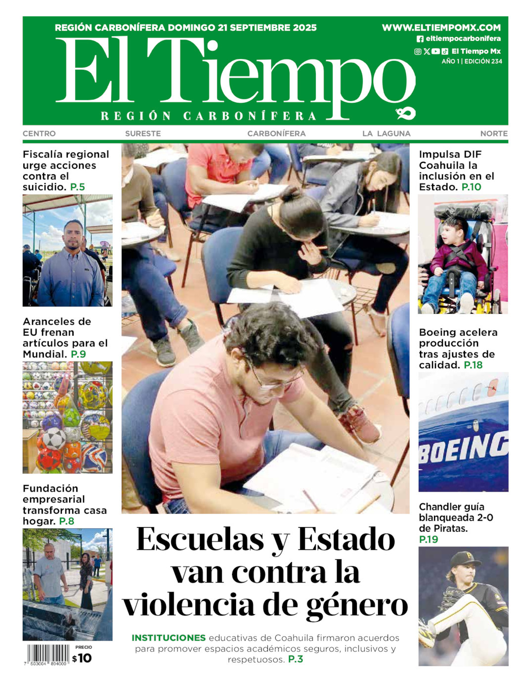 El Tiempo Región Carbonífera, edición del domingo 21 de septiembre de 2025