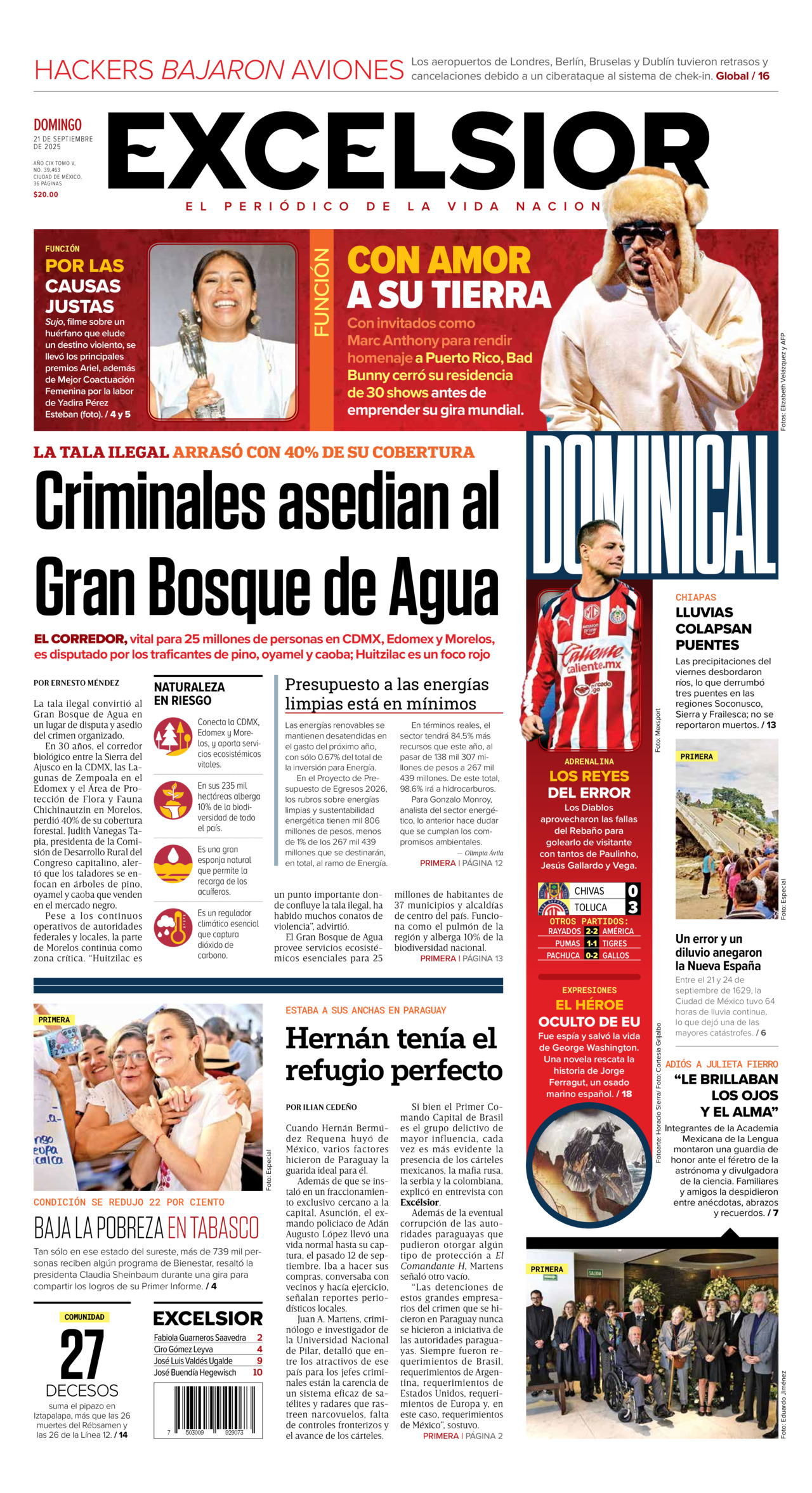 Excelsior, edición del domingo 21 de septiembre de 2025