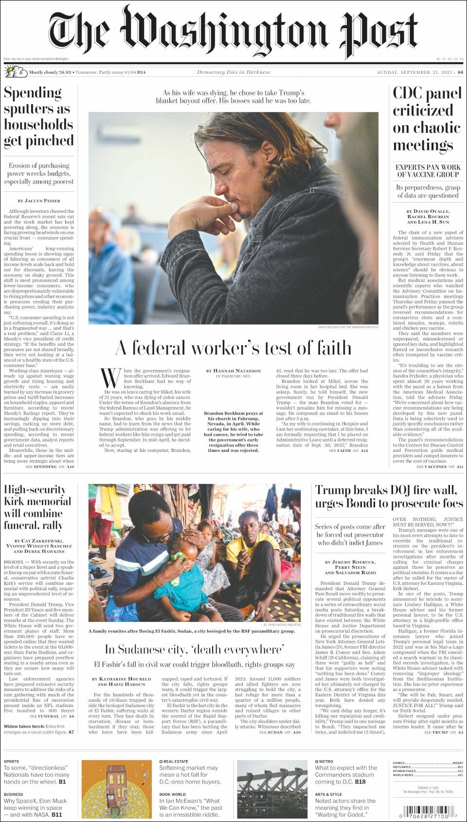 The Washington Post, edición del domingo 21 de septiembre de 2025