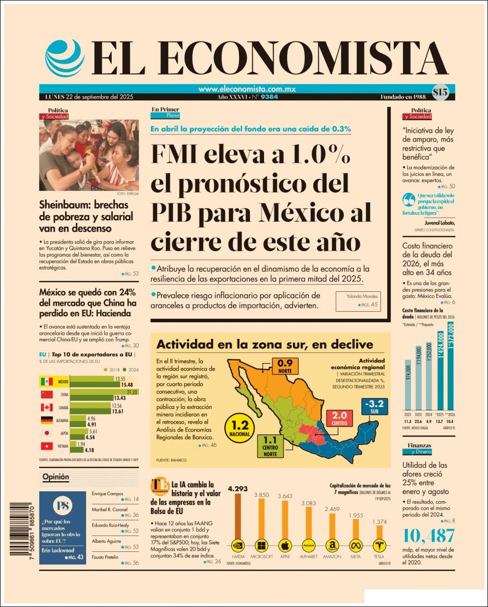 El Economista, edición del lunes 22 de septiembre de 2025