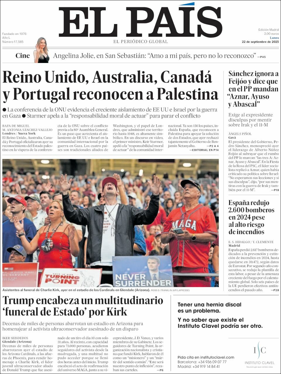 El País, edición del lunes 22 de septiembre de 2025