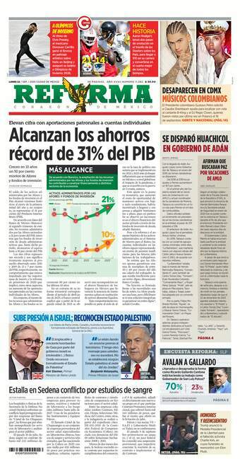 Reforma, edición del lunes 22 de septiembre de 2025