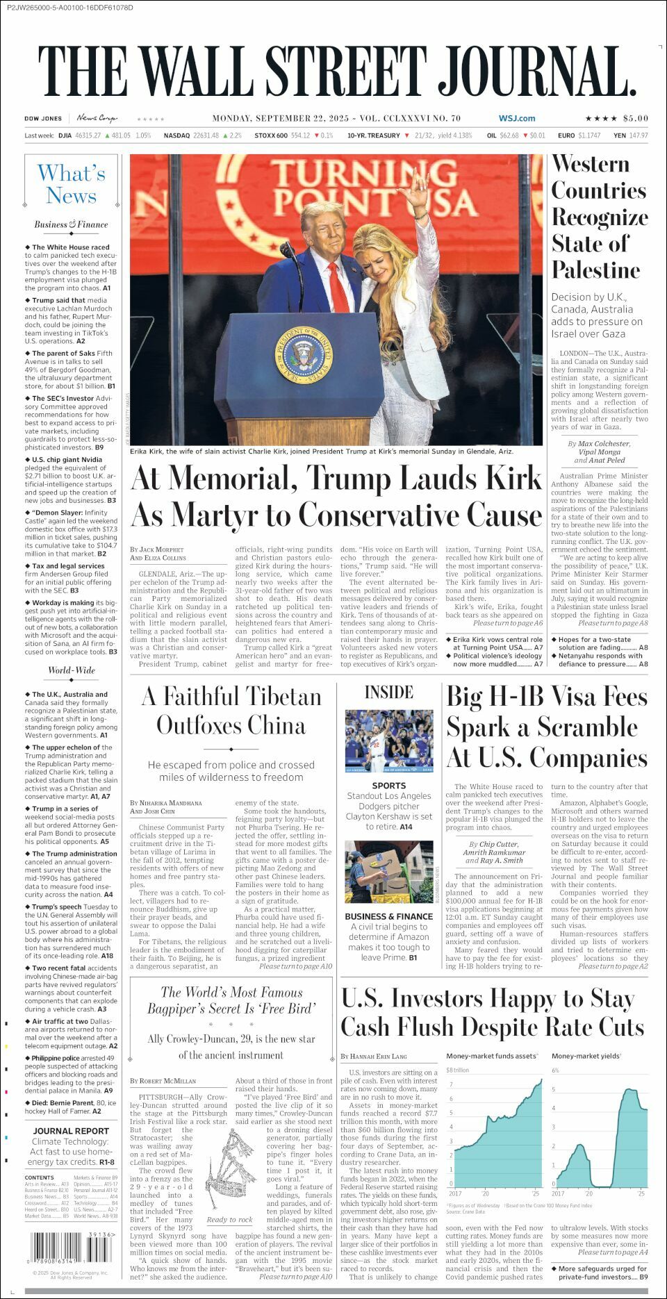 The Wall Street Journal, edición del lunes 22 de septiembre de 2025