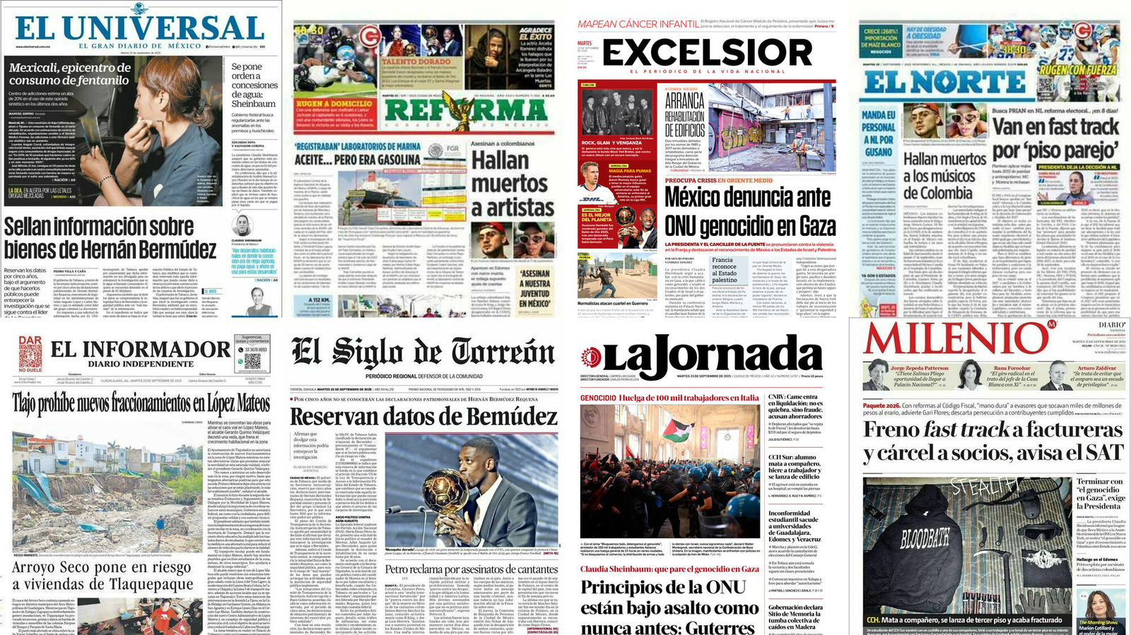 Portadas de periódicos impresos más importantes de México hoy
