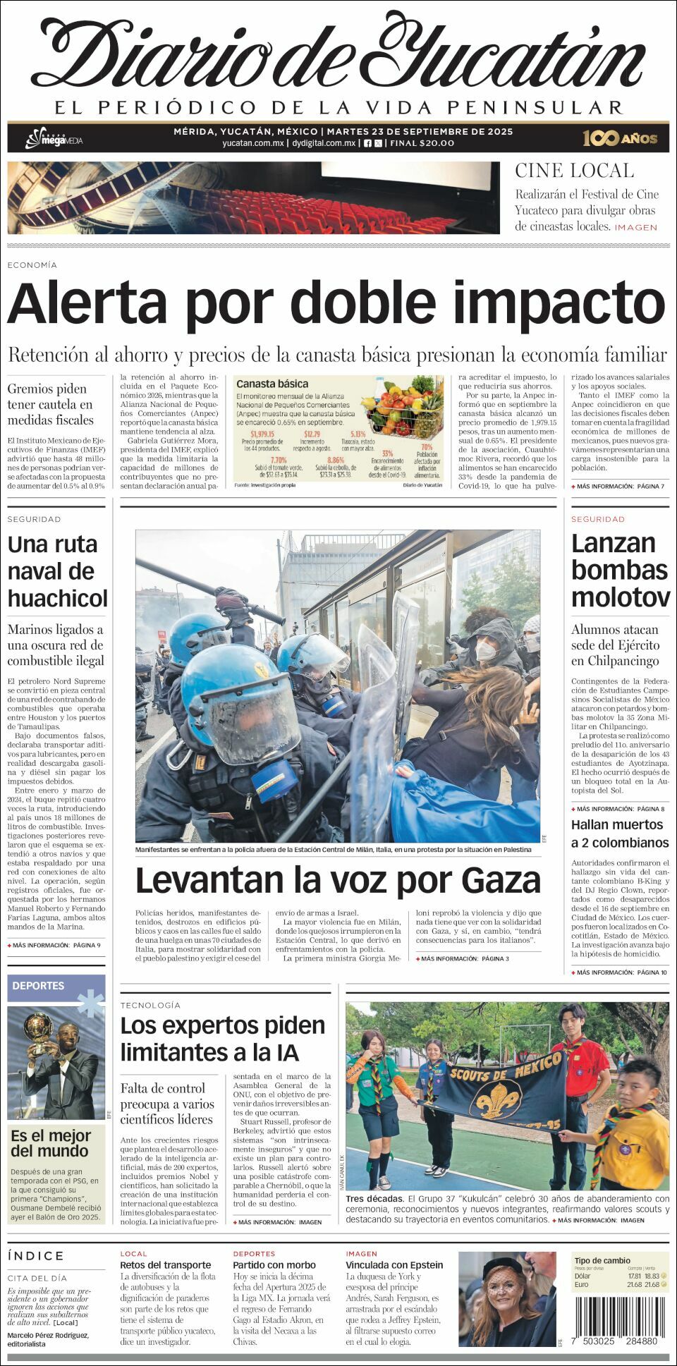 El Diario de Yucatán, edición del martes 23 de septiembre de 2025