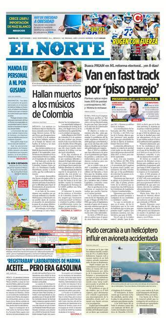 El Norte, edición del martes 23 de septiembre de 2025