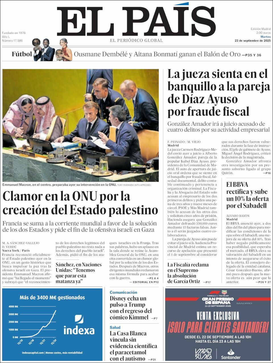 El País, edición del martes 23 de septiembre de 2025