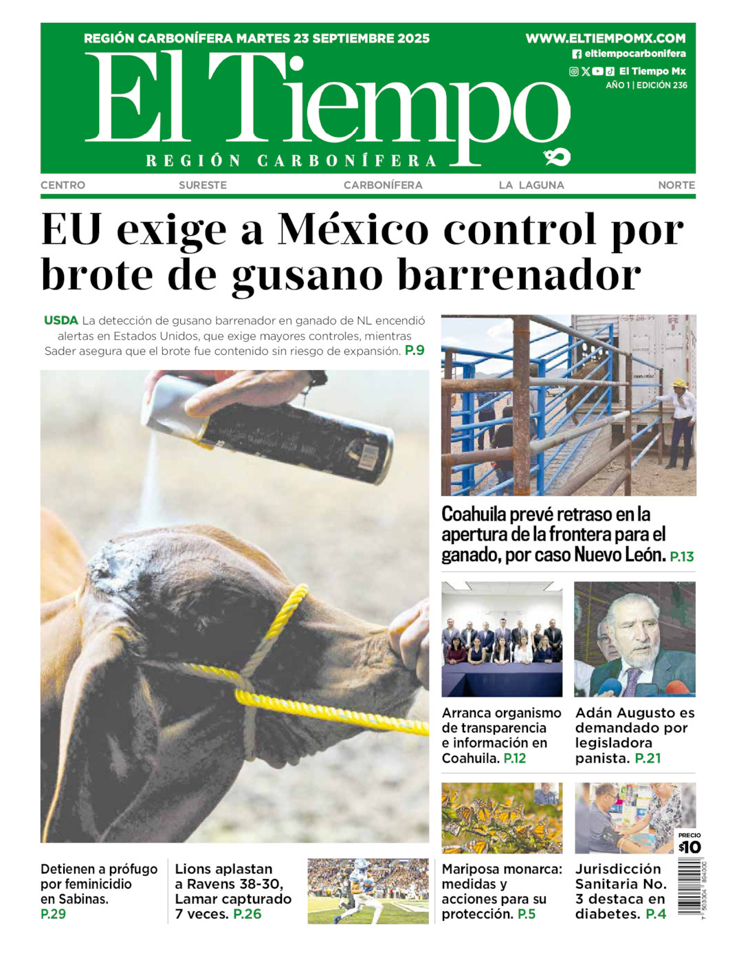El Tiempo Región Carbonífera, edición del martes 23 de septiembre de 2025