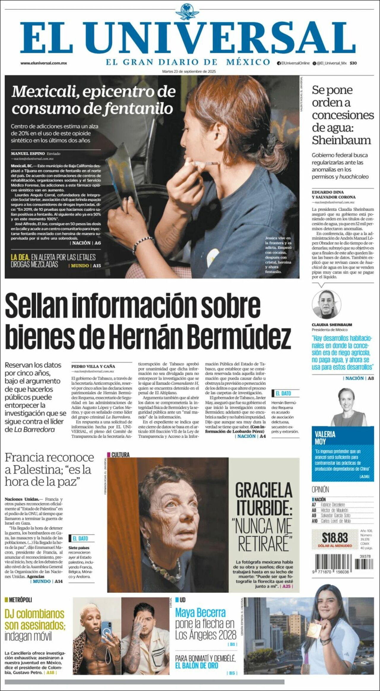 El Universal, edición del martes 23 de septiembre de 2025
