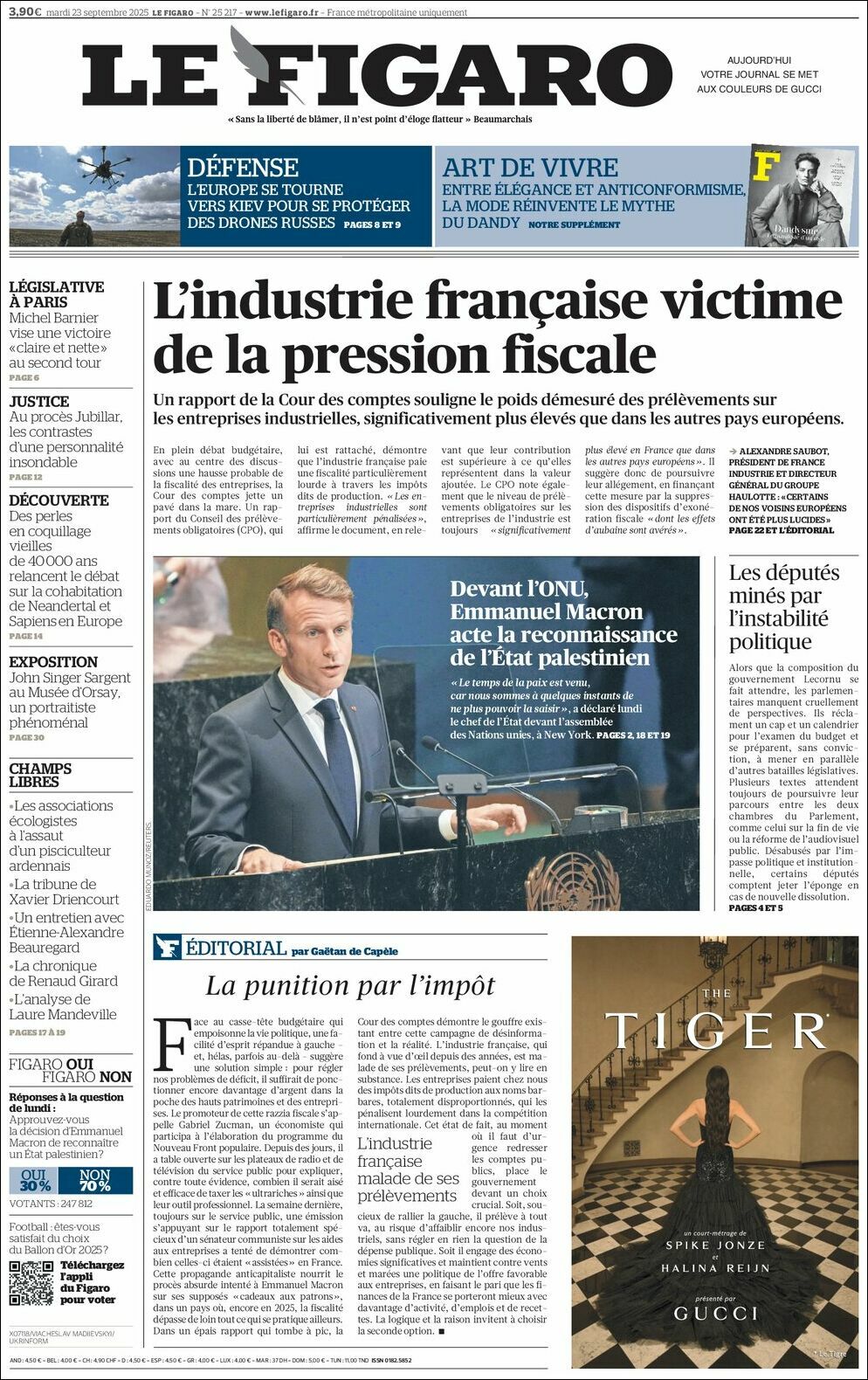 Le Figaro, edición del martes 23 de septiembre de 2025