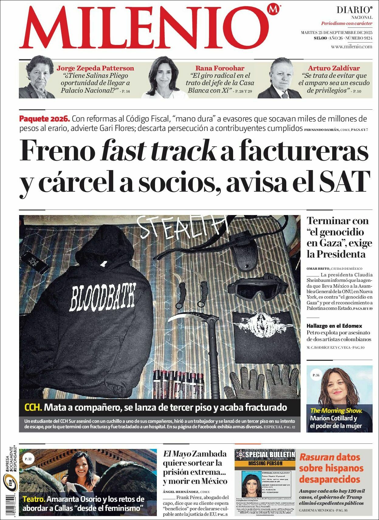 Milenio, edición del martes 23 de septiembre de 2025