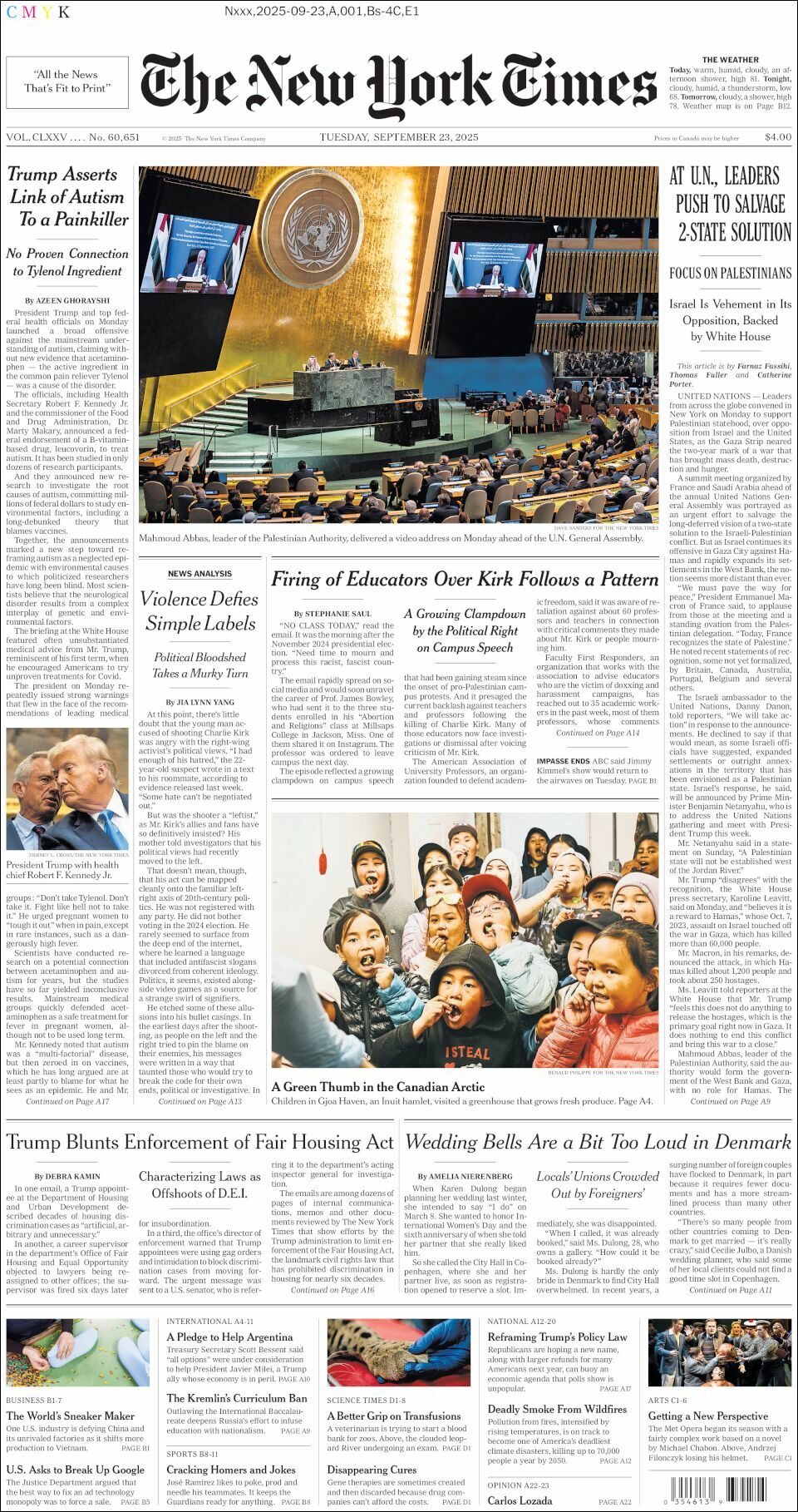The New York Times, edición del martes 23 de septiembre de 2025