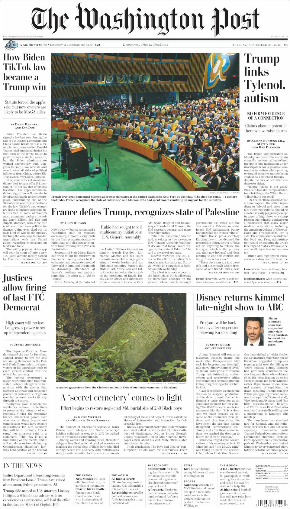 The Washington Post, edición del martes 23 de septiembre de 2025